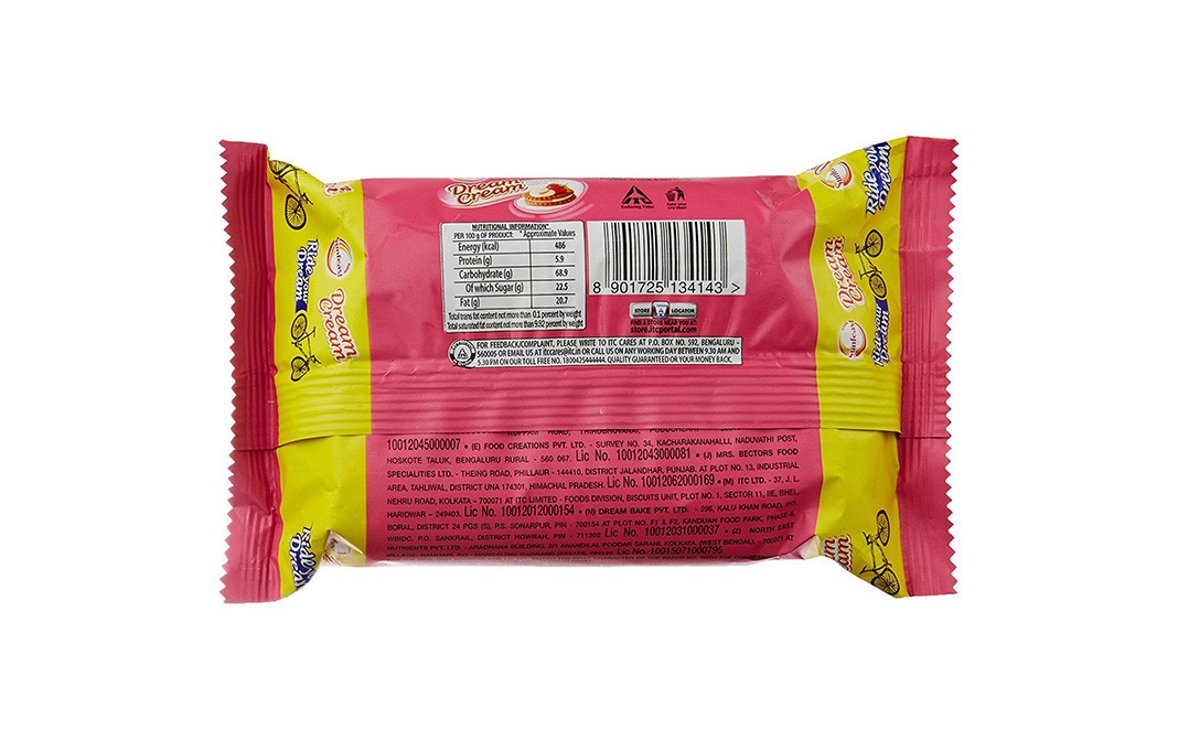 Sunfeast Dream Cream Strawberry Vanilla   Pack  120 grams